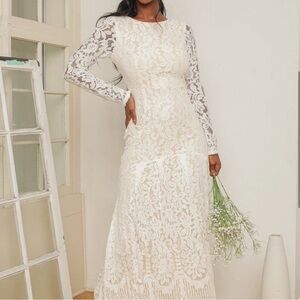 Lulus Romance Dreamer White Lace Off-the-Shoulder Maxi Dress